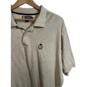 Chaps Ralph Lauren Polo Shirt XL Beige Crest Logo Cotton Linen Classic